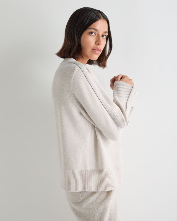 Women's Metal Trim Round Neck Cashmere Jumper 6