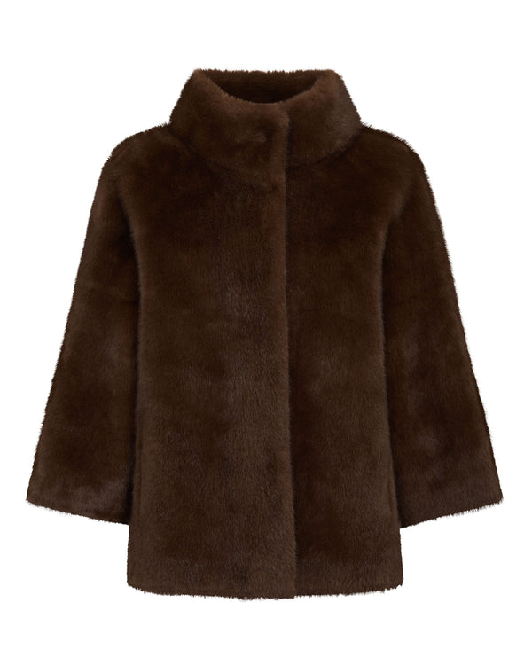 Women's Bracelet Sleeve Faux Mink Jacket 1