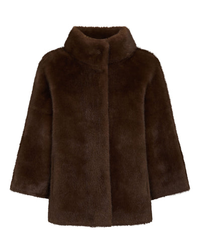 N.Peal Women's Bracelet Sleeve Faux Mink Jacket Brown