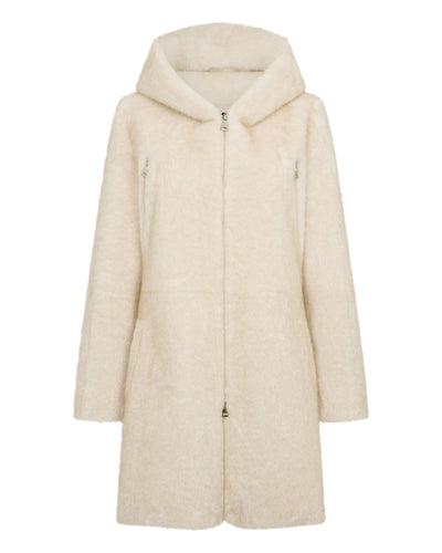 N.Peal Women's Hooded Faux Mink Coat Off White