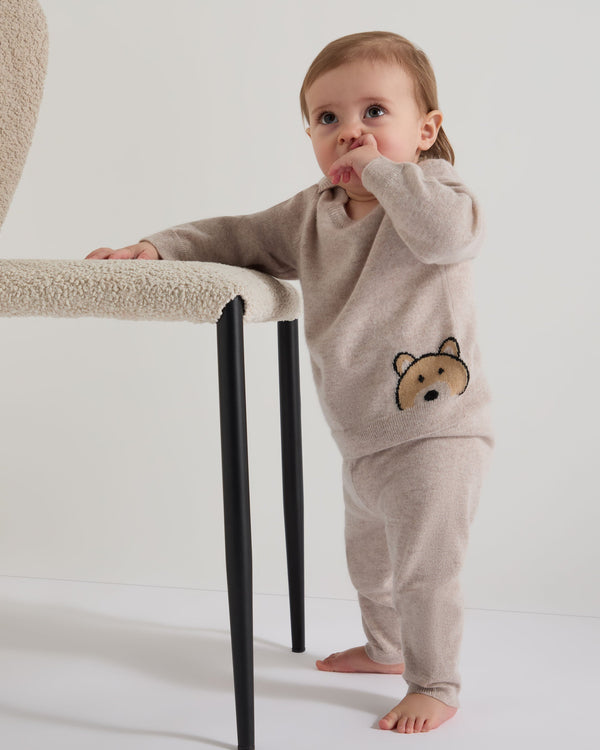 N.Peal Bear Cashmere Jumper Light Oatmeal Brown