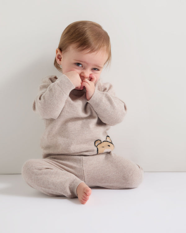 N.Peal Bear Cashmere Jumper Light Oatmeal Brown