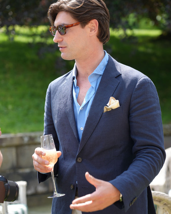 Men's Amalfi Linen Jacket Navy Blue