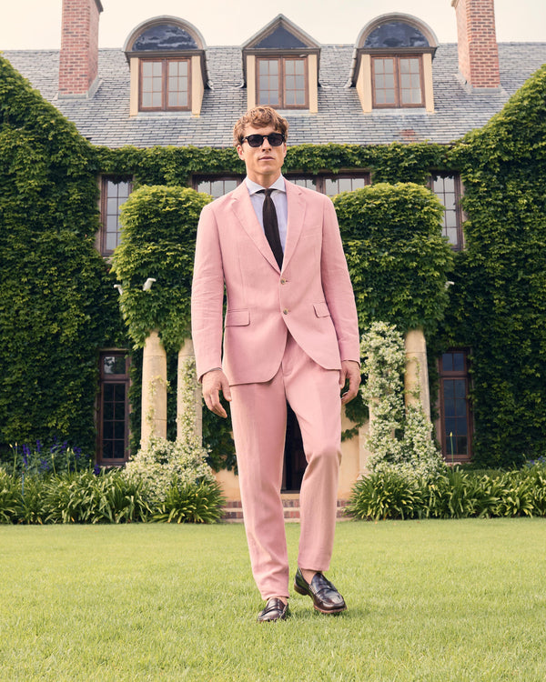 N.Peal Men's Amalfi Linen Jacket Pink