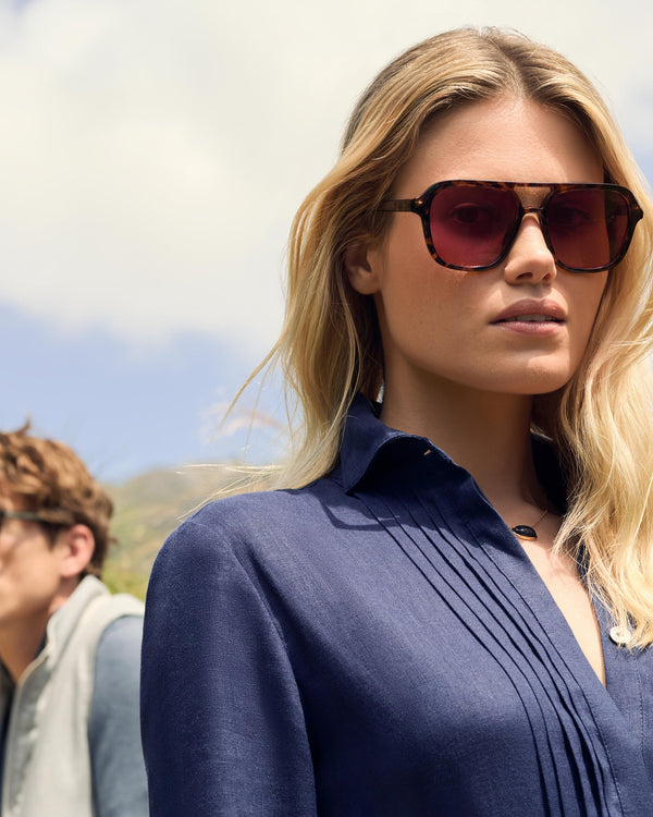 N.Peal Women's Modica Linen Shirt Dress French Navy Blue