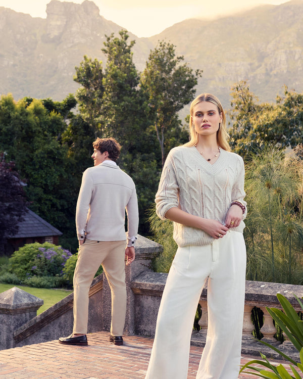 N.Peal Men's Jacquard Cotton Cashmere Jacket Mink Brown