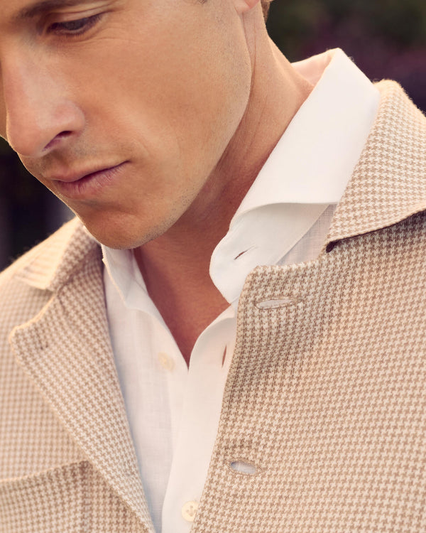 N.Peal Men's Jacquard Cotton Cashmere Jacket Mink Brown