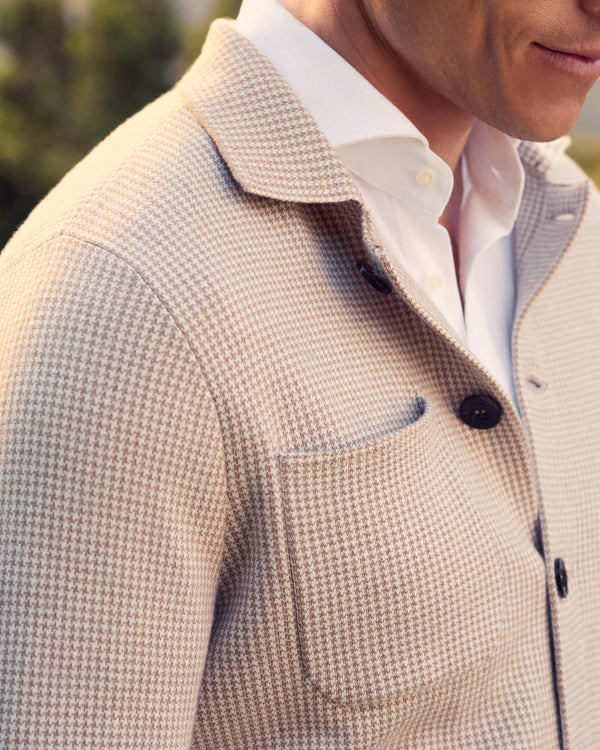 N.Peal Men's Jacquard Cotton Cashmere Jacket Mink Brown