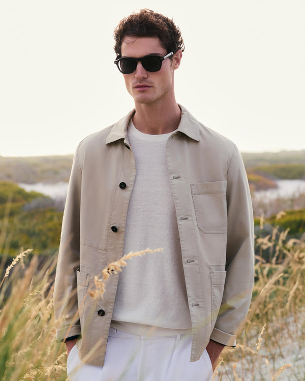 N.Peal Men's Pique Linen Blend Tee White