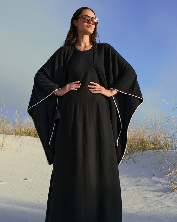 N.Peal Women's Sleeveless Cotton Blend Maxi Dress Navy Blue