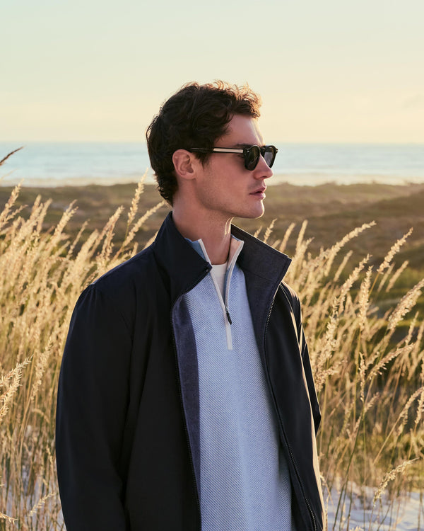 N.Peal Men's Reversible Blouson Jacket Mid Blue