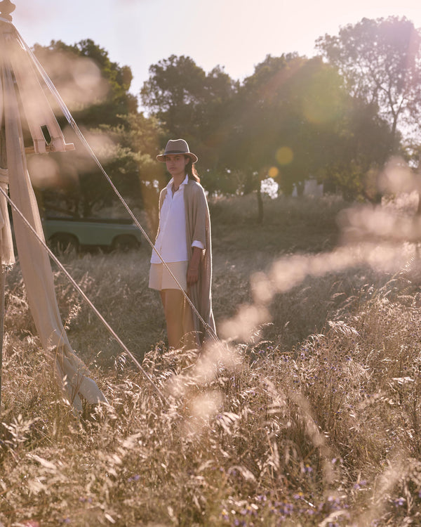 N.Peal Women's Siren Open Stitch Cashmere Cardigan Tan Brown Sparkle