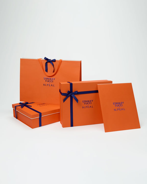 N.PEAL x TUCCI TRAVEL SOCK Tucci Orange + Navy Blue