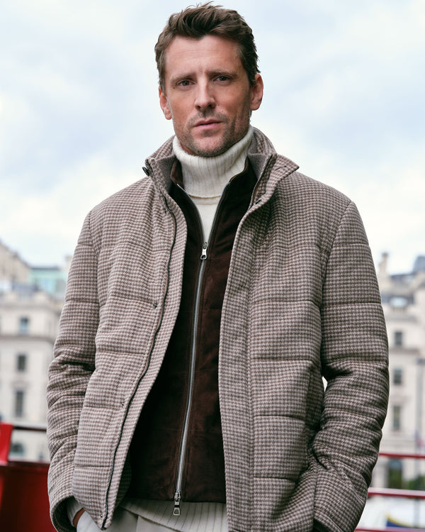 Men's Dogtooth Padded Cashmere Jacket 3