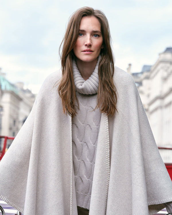 Women's Herringbone Cashmere Cape 7