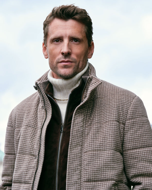 Men's Dogtooth Padded Cashmere Jacket 5