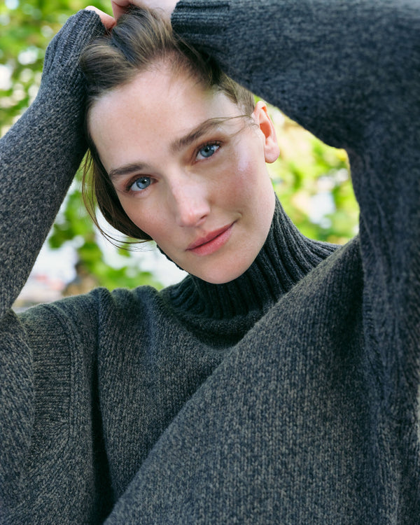 Women's Chunky Funnel Neck Cashmere Jumper  6