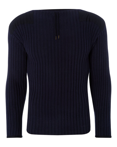 N.Peal 007 Ribbed Army Sweater Navy Blue