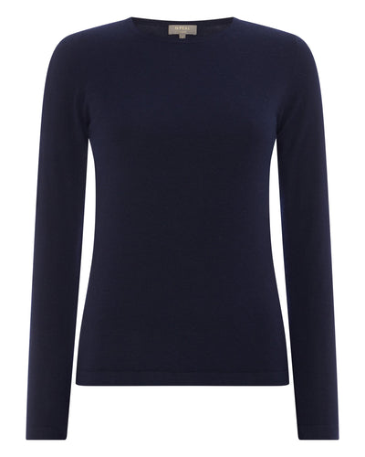 N.Peal Women's Eden Superfine Cashmere Round Neck Top Navy Blue