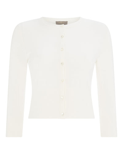 N.Peal Women's Darcie Superfine Cashmere Cropped Cardigan New Ivory White