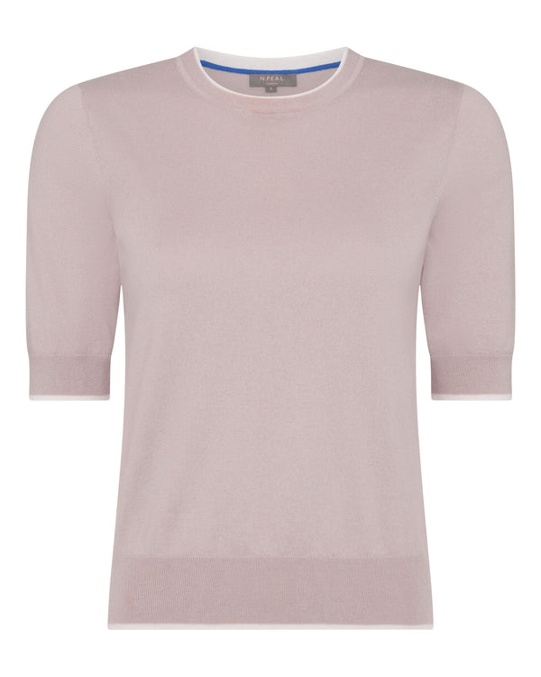 N.Peal Women's Cotton Cashmere T Shirt Dune Pink