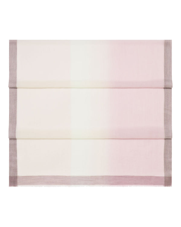 N.Peal Women's Bordered Cashmere Pashmina Pink + Ivory White