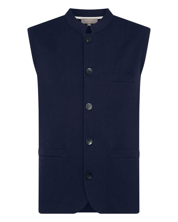 N.Peal Men's Penzance Cotton Cashmere Gilet Navy Blue