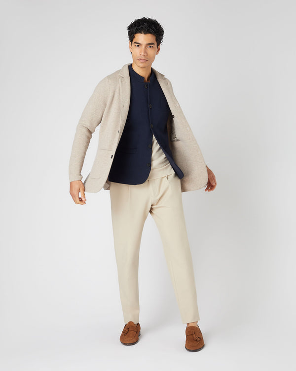 N.Peal Men's Penzance Cotton Cashmere Gilet Navy Blue