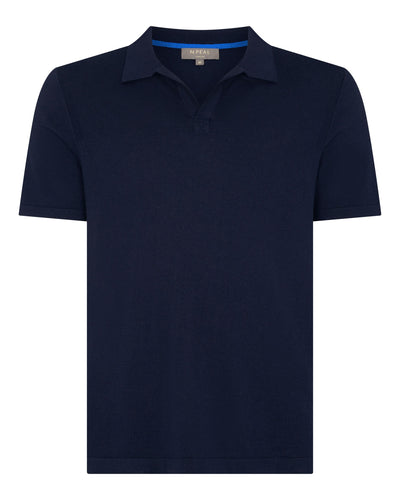 N.Peal Men's Polo Cotton Cashmere T-Shirt Navy Blue