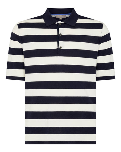 N.Peal Men's Rock Polo Cotton Cashmere T-Shirt Stripe