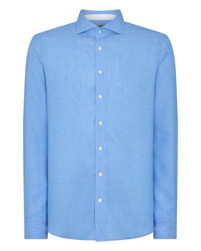 N.Peal Men's Cannes Linen Shirt Blue