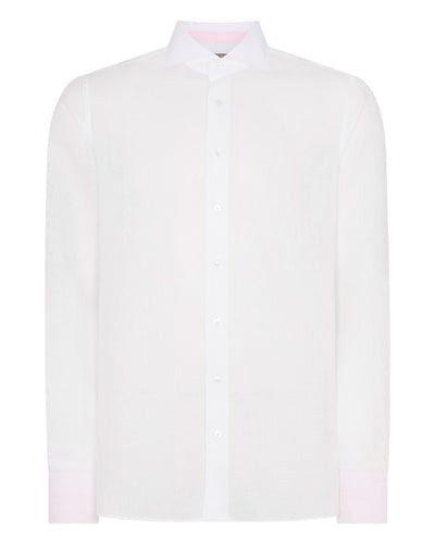 N.Peal Men's Cannes Linen Shirt White