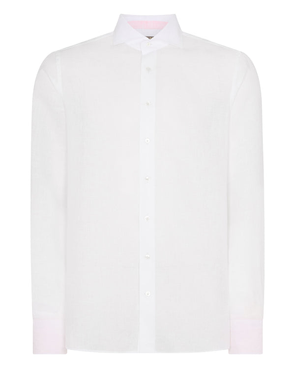 N.Peal Men's Cannes Linen Shirt White