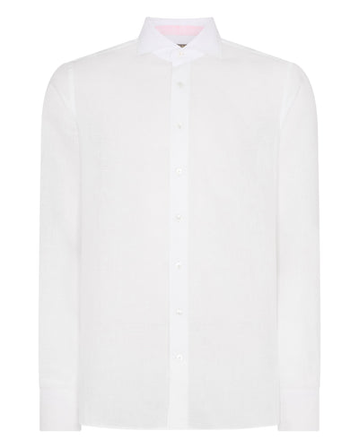N.Peal Men's Cannes Linen Shirt White