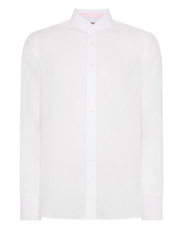 N.Peal Men's Cannes Linen Shirt White