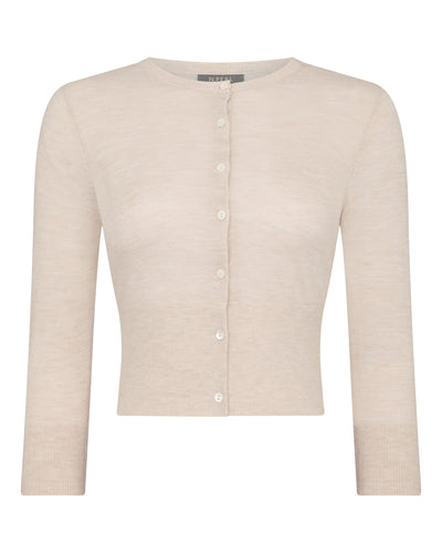 N.Peal Women's Darcie Superfine Cashmere Cropped Cardigan Sandstone Brown
