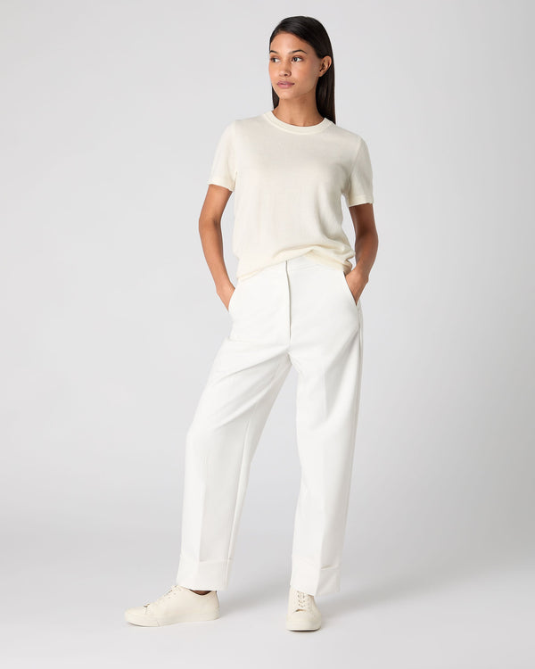 N.Peal Women's Lottie Cashmere T-Shirt New Ivory White