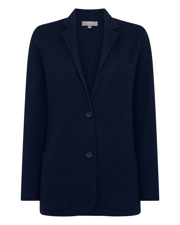 N.Peal Women's Superfine Cashmere Silk Blazer Navy Blue