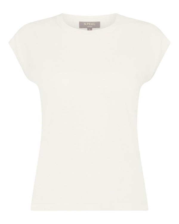 N.Peal Women's Cotton Cashmere Silk Top New Ivory White