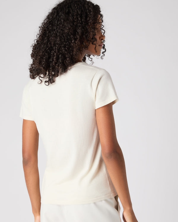N.Peal Women's Cotton Cashmere Silk T-Shirt New Ivory White