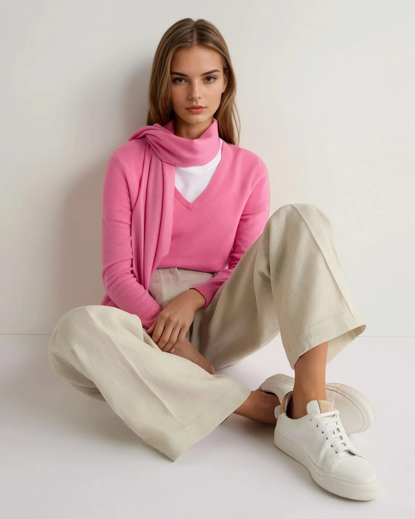 N.Peal Women's Pashmina Cashmere Stole Camellia Pink