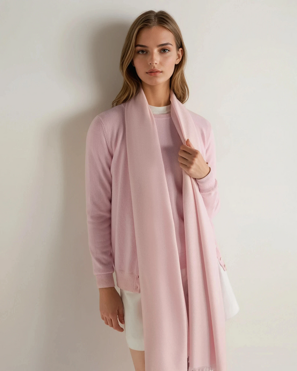 N.Peal Women's Pashmina Cashmere Shawl Blossom Pink