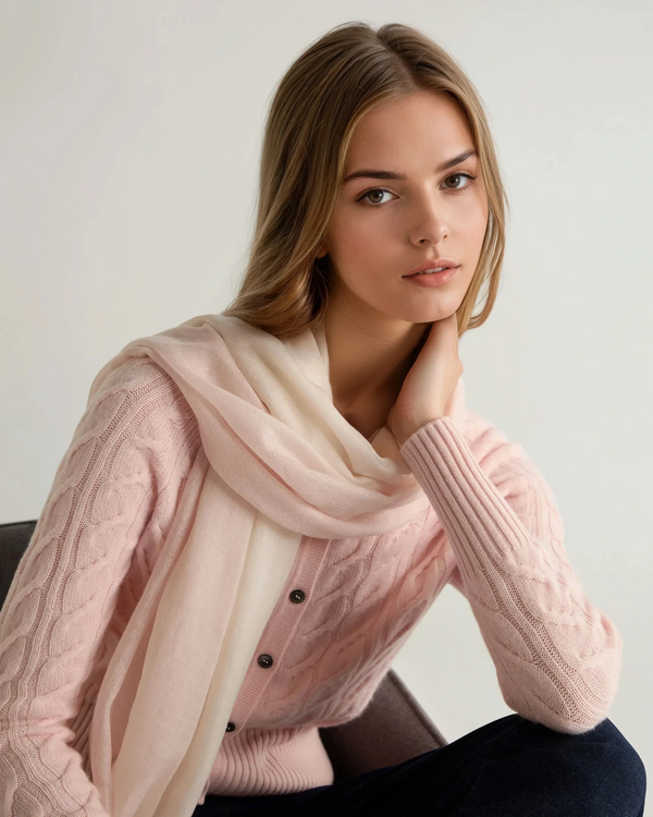 N.Peal Women's Dip Dye Cashmere Scarf Blossom Pink
