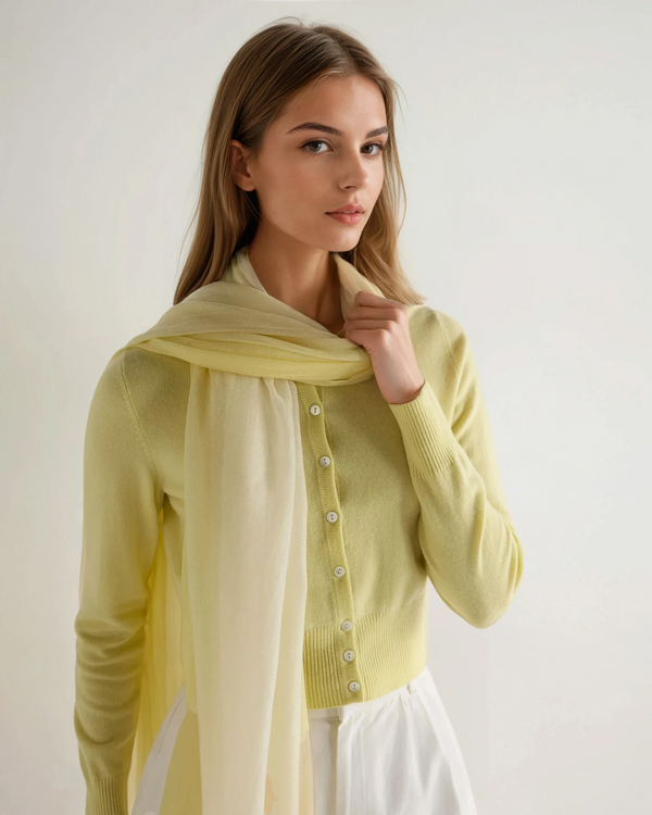 N.Peal Women's Dip Dye Cashmere Scarf Granita Yellow