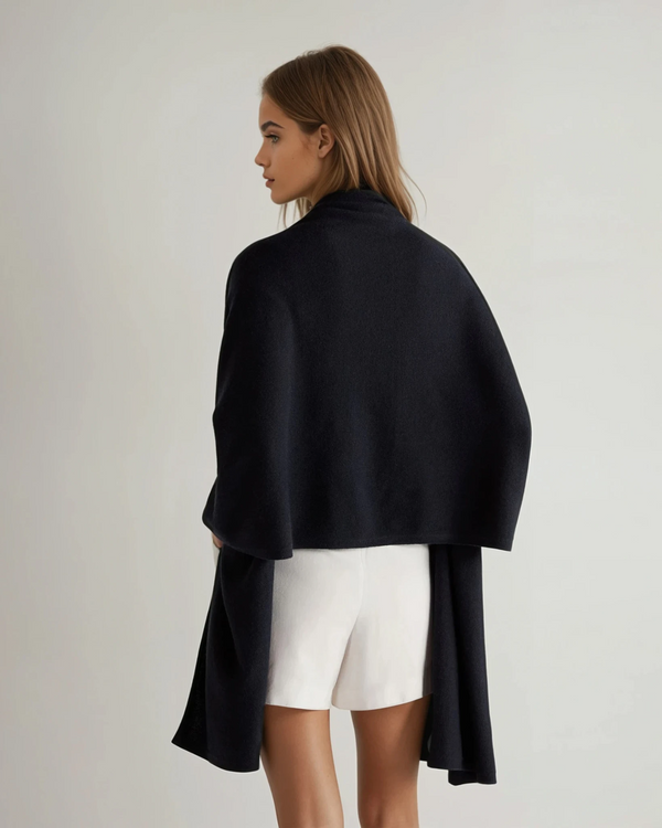 N.Peal Women's Lightweight Cashmere Shawl Navy Blue