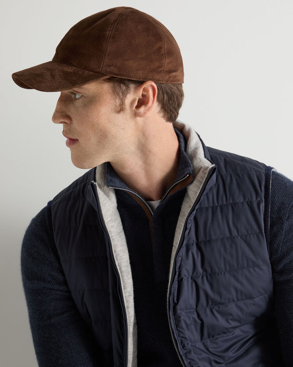 N.Peal Unisex Suede Cap Brown