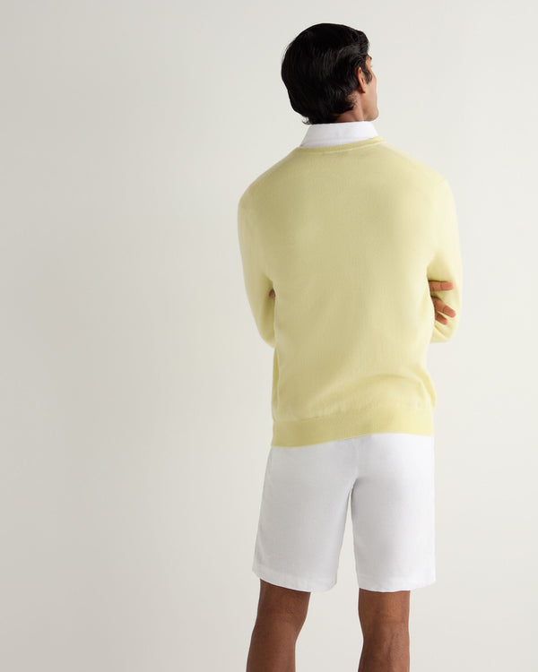 N.Peal Men's Burlington V Neck Cashmere Jumper Granita Yellow