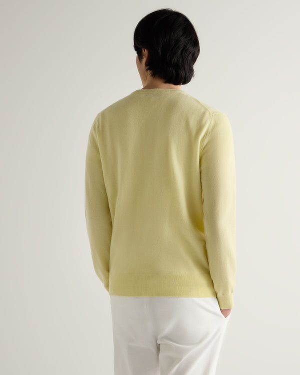 N.Peal Men's Oxford Round Neck Cashmere Jumper Granita Yellow