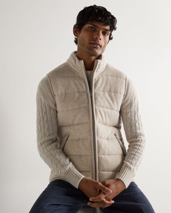 N.Peal Men's Mall Cashmere Gilet Pebble Grey