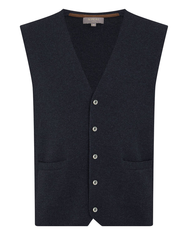 N.Peal Men's Chelsea Cashmere Waistcoat Indigo Blue